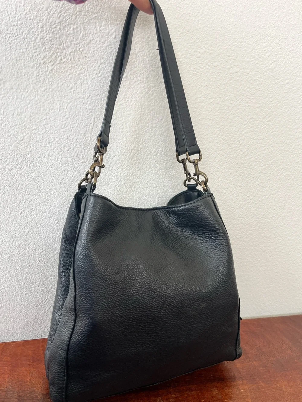 American Leather Hudson Hobo Shoulder Bag Soft Black Leather Purse Handbag